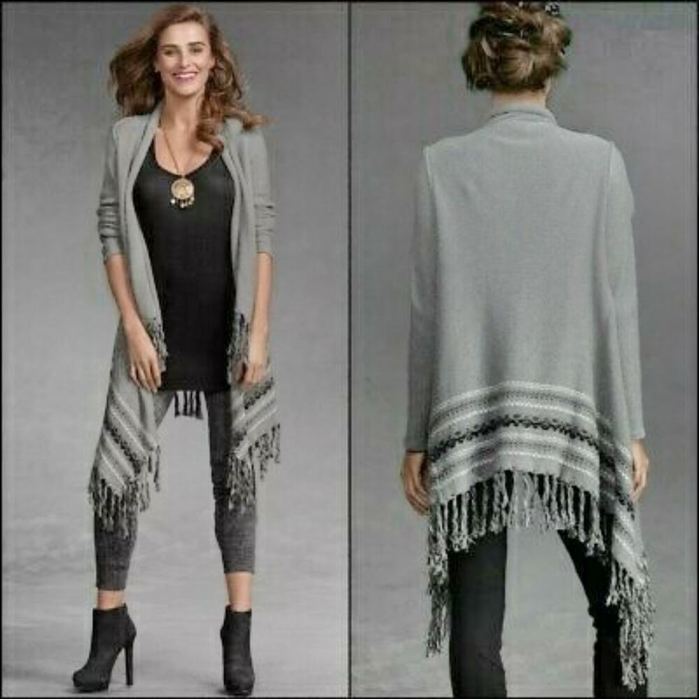 CAbi | Fringe Open Front Long Prairie Cardigan